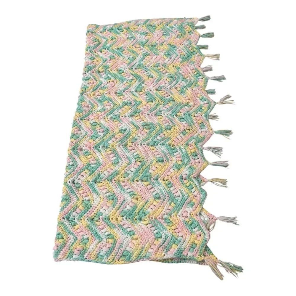 Afghan Colorful Chevron pattern Baby Afghan excellent handmade clean and soft